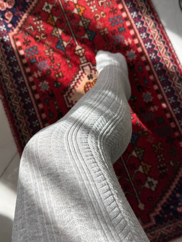 جوراب شلواری بافت طرح گندم - رنگ طوسی