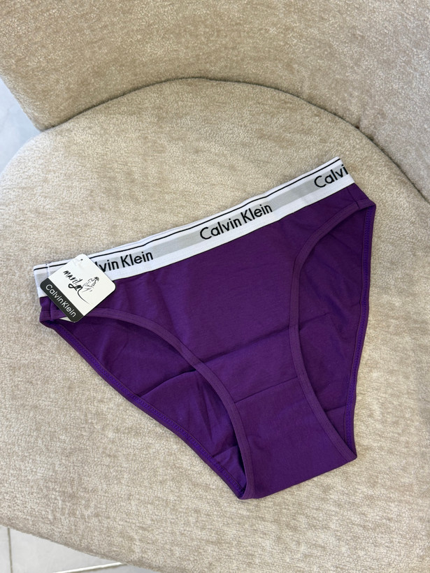 شورت اسلیپ زنانه Calvin Klein نخی با کمر کشی لوگودار بنفش