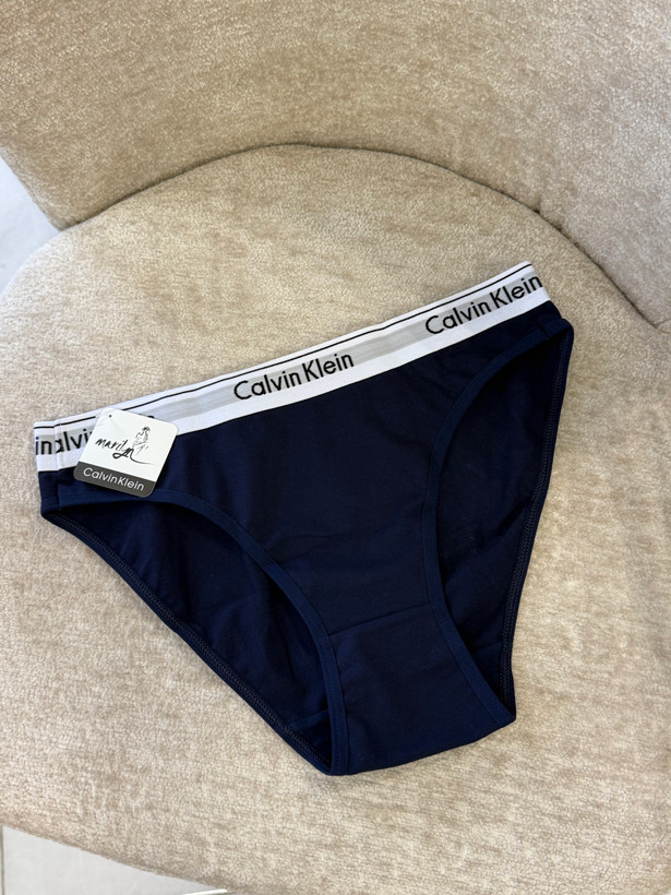 شورت اسلیپ زنانه Calvin Klein نخی با کمر کشی لوگودار سرمه ای