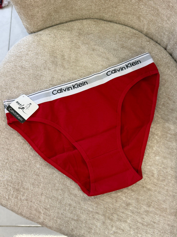 شورت اسلیپ زنانه Calvin Klein نخی با کمر کشی لوگودار قرمز