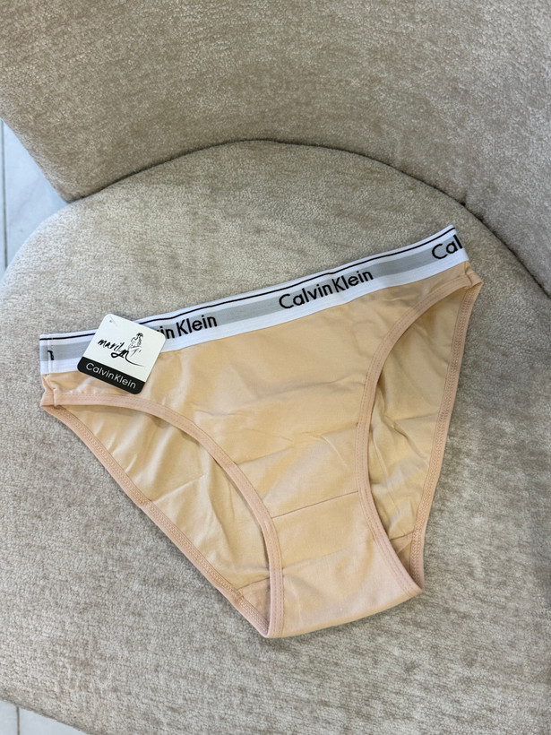 شورت اسلیپ زنانه Calvin Klein نخی با کمر کشی لوگودار کرم