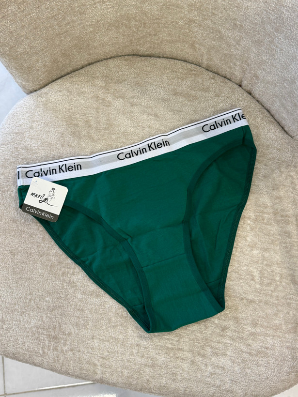 شورت اسلیپ زنانه Calvin Klein نخی با کمر کشی لوگودار سبز زمردی