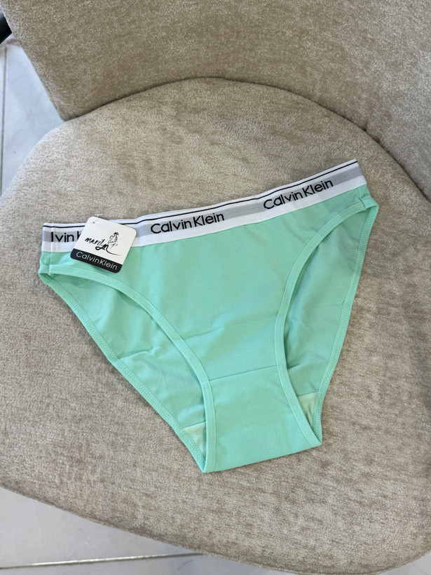 شورت اسلیپ زنانه Calvin Klein نخی با کمر کشی لوگودار سبز نعنایی