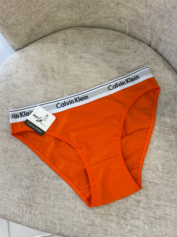 شورت اسلیپ زنانه Calvin Klein نخی با کمر کشی لوگودار نارنجی